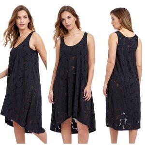 Profile by Gottex Round Neck Dress Swim Cover-Up Floral Design Black XL